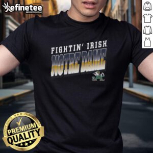 Premium Notre Dame Fightin Irish polished t-shirt featuring vibrant team colors and logo, perfect for fans and game day.