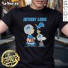 Alt Text: Premium Peanuts Snoopy and Charlie Brown X Detroit Lions football T-shirt featuring vibrant graphics and team colors.