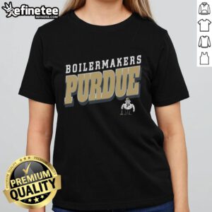 Premium Purdue Boilermakers Vintage Polished Ladies Tee in navy blue, featuring a stylish retro design and comfortable fit.