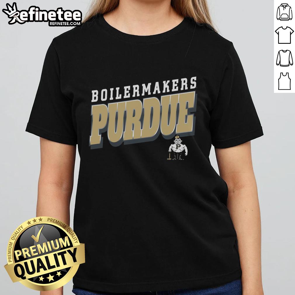 Premium Purdue Boilermakers Vintage Polished Ladies Tee in navy blue, featuring a stylish retro design and comfortable fit.