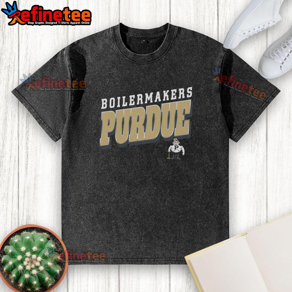 Alt Text: Premium Purdue Boilermakers Vintage Polished Washed T-Shirt in navy blue, featuring a classic logo and soft fabric.