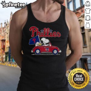 Premium Snoopy and Woodstock tank top for Philadelphia Phillies baseball fans, featuring vibrant graphics and a stylish design.