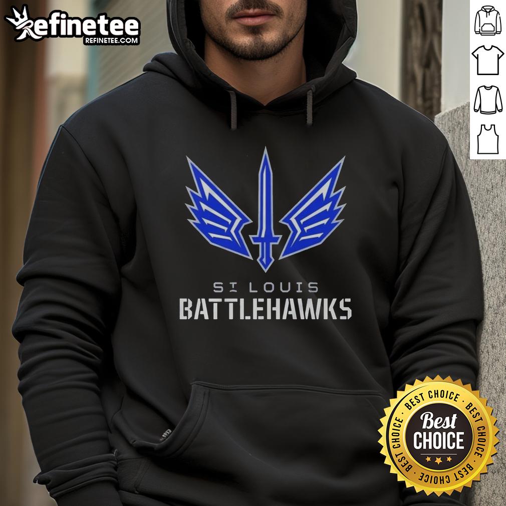 Premium St. Louis Battlehawks lockup logo hoodie featuring team colors and stylish design for fans.