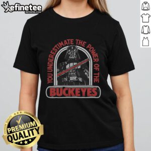Alt Text: Premium Star Wars Darth Vader X Ohio State ladies tee featuring a stylish design perfect for fans and fashion lovers.