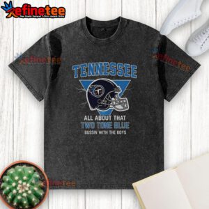 Premium Tennessee Titans football washed t-shirt featuring Two Tone Blue design from Bussin' With The Boys.
