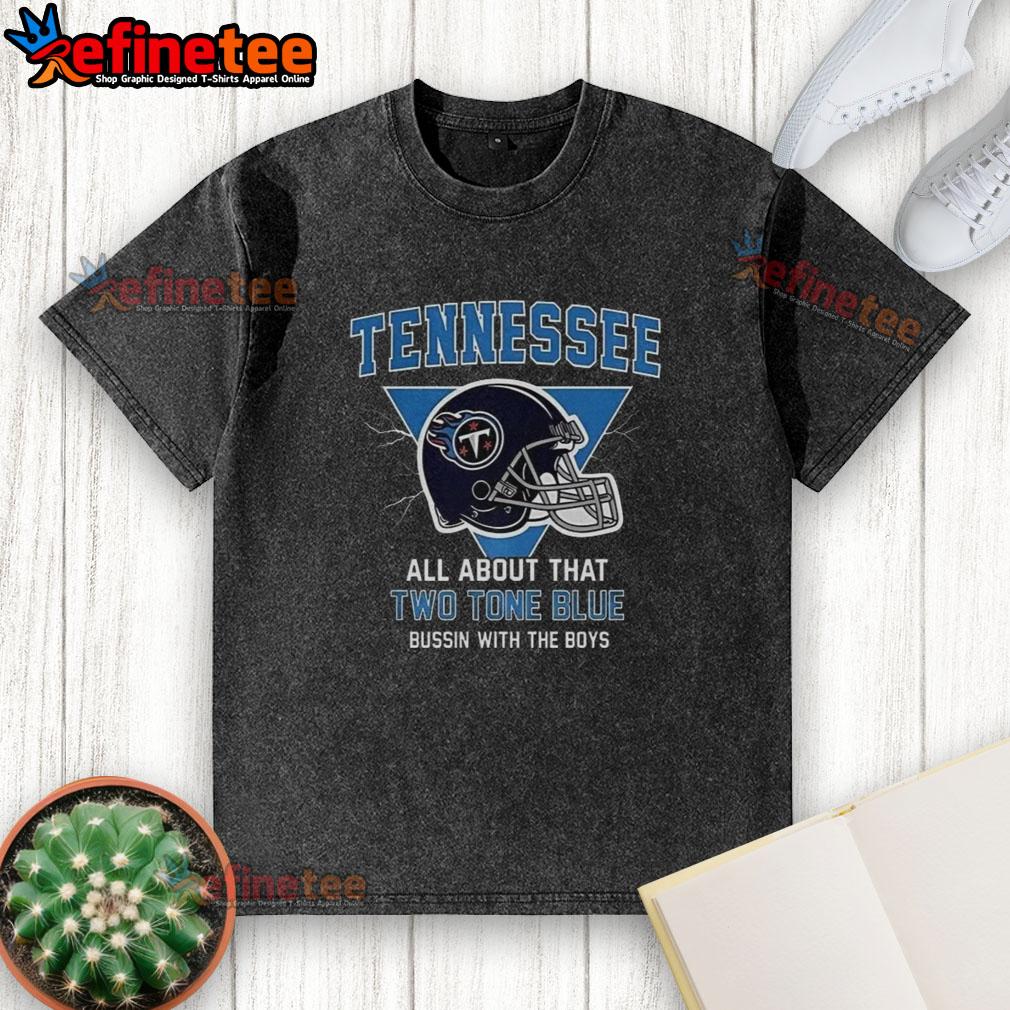 Premium Tennessee Titans football washed t-shirt featuring Two Tone Blue design from Bussin' With The Boys.