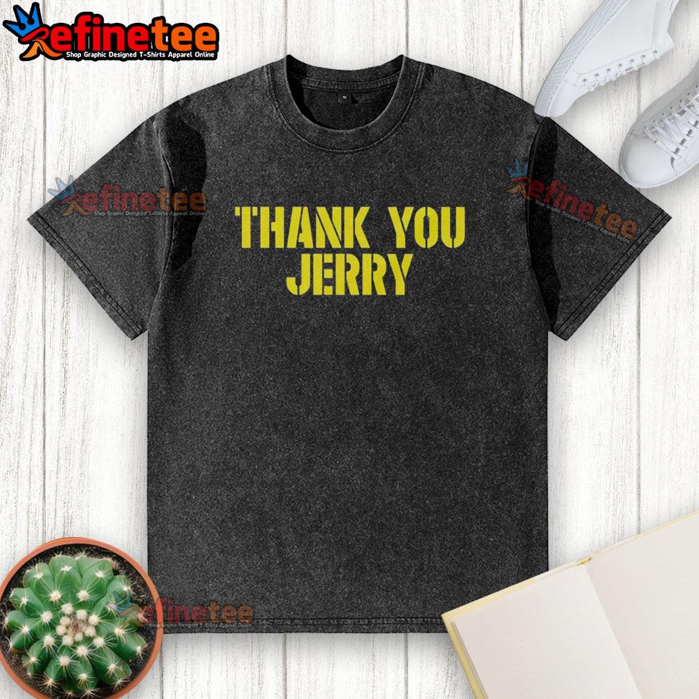 Premium Thank You Jerry Green Bay Packers washed t-shirt in vibrant green, featuring the iconic team logo.