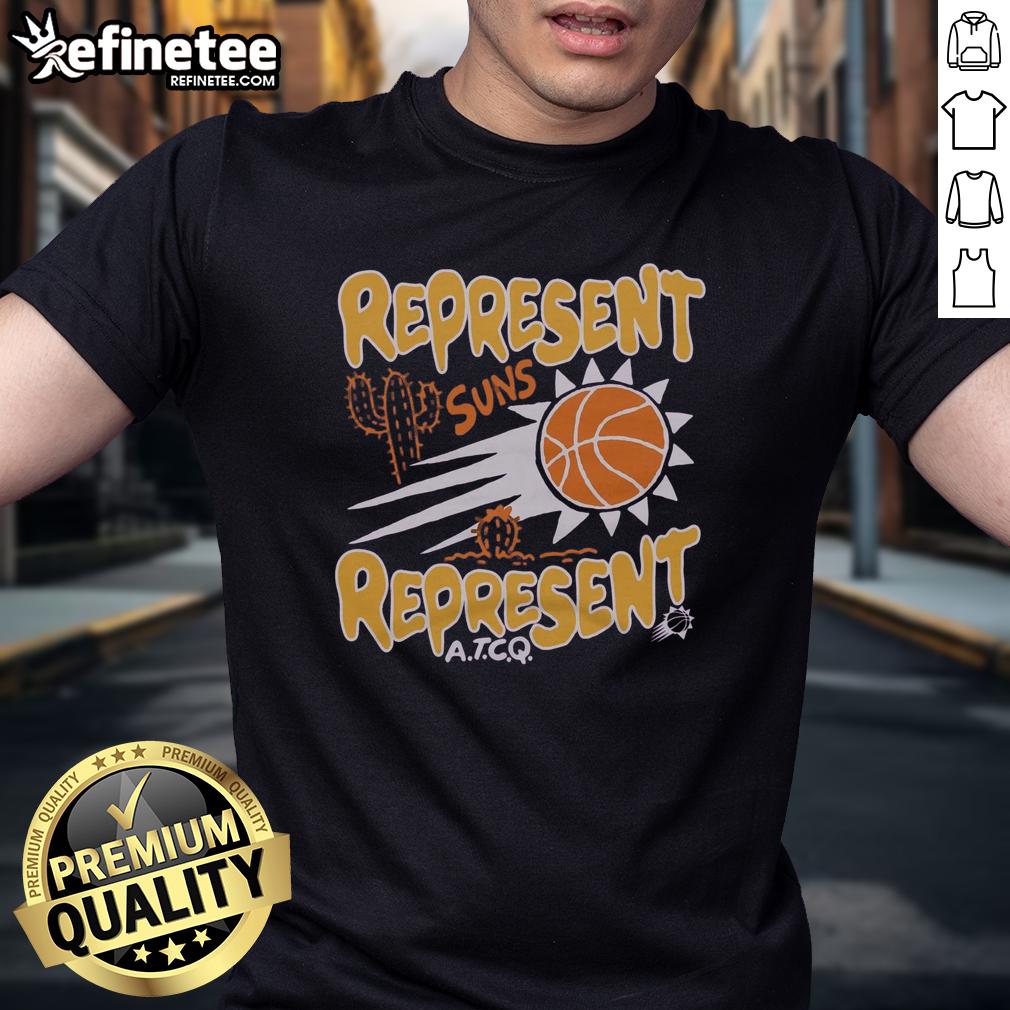 Alt Text: Pretty A Tribe Called Quest X Phoenix Suns Represent T-Shirt featuring vibrant design and bold graphics.