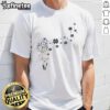 Pretty dandelion flower design on a Notre Dame Fighting Irish football logo t-shirt, perfect for fans and floral enthusiasts.