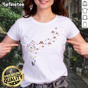 Pretty Dandelion Flower graphic on University of Minnesota football logo ladies tee shirt design.