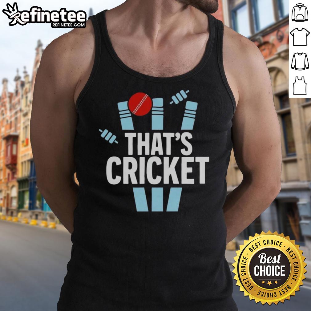 Awesome That's Cricket logo tank top featuring a stylish design perfect for cricket enthusiasts.