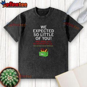 Alt Text: Awesome We Expected So Little Of You washed t-shirt design featuring a playful graphic and vibrant colors.