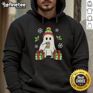 Happy Christmas Ghost Hoodie featuring a festive ghost design perfect for holiday celebrations and cozy winter wear.