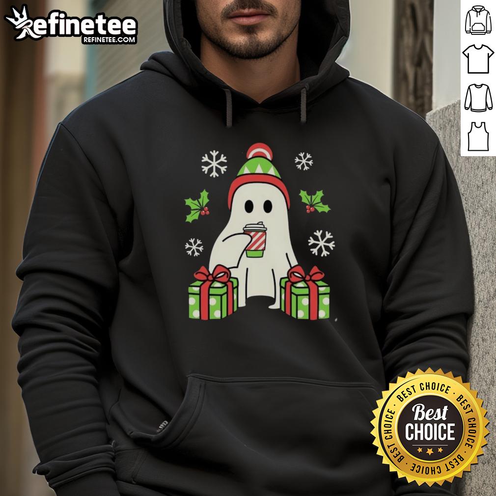Happy Christmas Ghost Hoodie featuring a festive ghost design perfect for holiday celebrations and cozy winter wear.