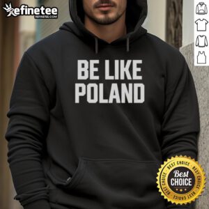 Man wearing a Hot Tommy Robinson Be Like Poland hoodie, showcasing a bold graphic and vibrant colors.