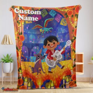 Nice Disney Cartoon COCO Boy With Guitar Cute Blanket Fleece Customized Blanket