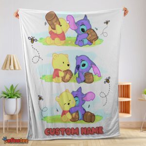 Nice Disney Winnie The Pooh And Stitch Fleece Blanket Customize Blanket