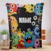 Nice Happy Monster Coloring Blanket Fleece Customized Blanket
