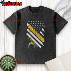 Nice-Los-Angeles-Chargers-Football-X-Teacher-American-Flag-Washed-T-Shirt