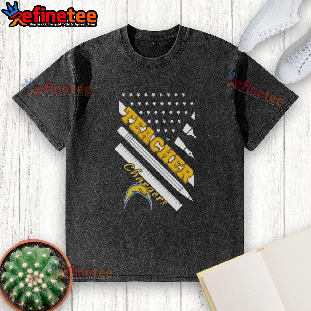 Nice-Los-Angeles-Chargers-Football-X-Teacher-American-Flag-Washed-T-Shirt