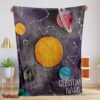 Nice Outer Space Galaxy Watercolor Planets & Stars Blanket Fleece Customized Blanket