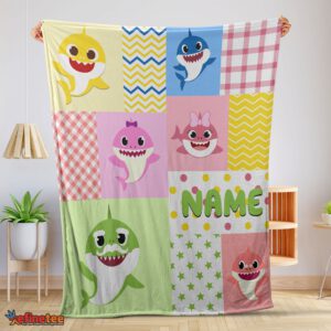 Nice Personalized Colorful Baby Shark Blanket Fleece Customized Blanket