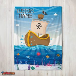 Nice Pirate Ship At Sea Fish Underwater Blanket Fleece Customized Blanket