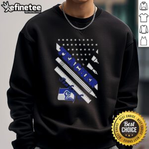 Seattle Seahawks football sweatshirt with American flag design, perfect for teachers and fans of the NFL.