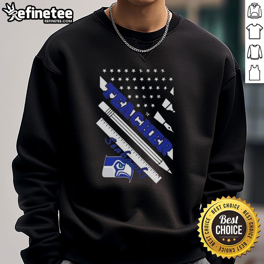 Seattle Seahawks football sweatshirt with American flag design, perfect for teachers and fans of the NFL.