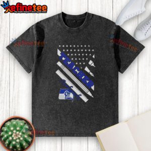 Nice Seattle Seahawks football teacher t-shirt with American flag design, perfect for fans and casual wear.