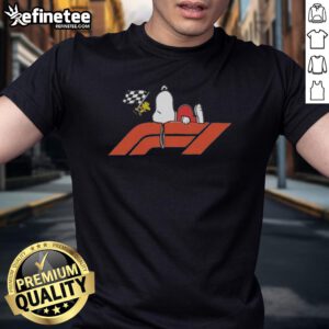 Official Peanuts Las Vegas Grand Prix F1 T-Shirt featuring iconic Peanuts characters and vibrant racing graphics.