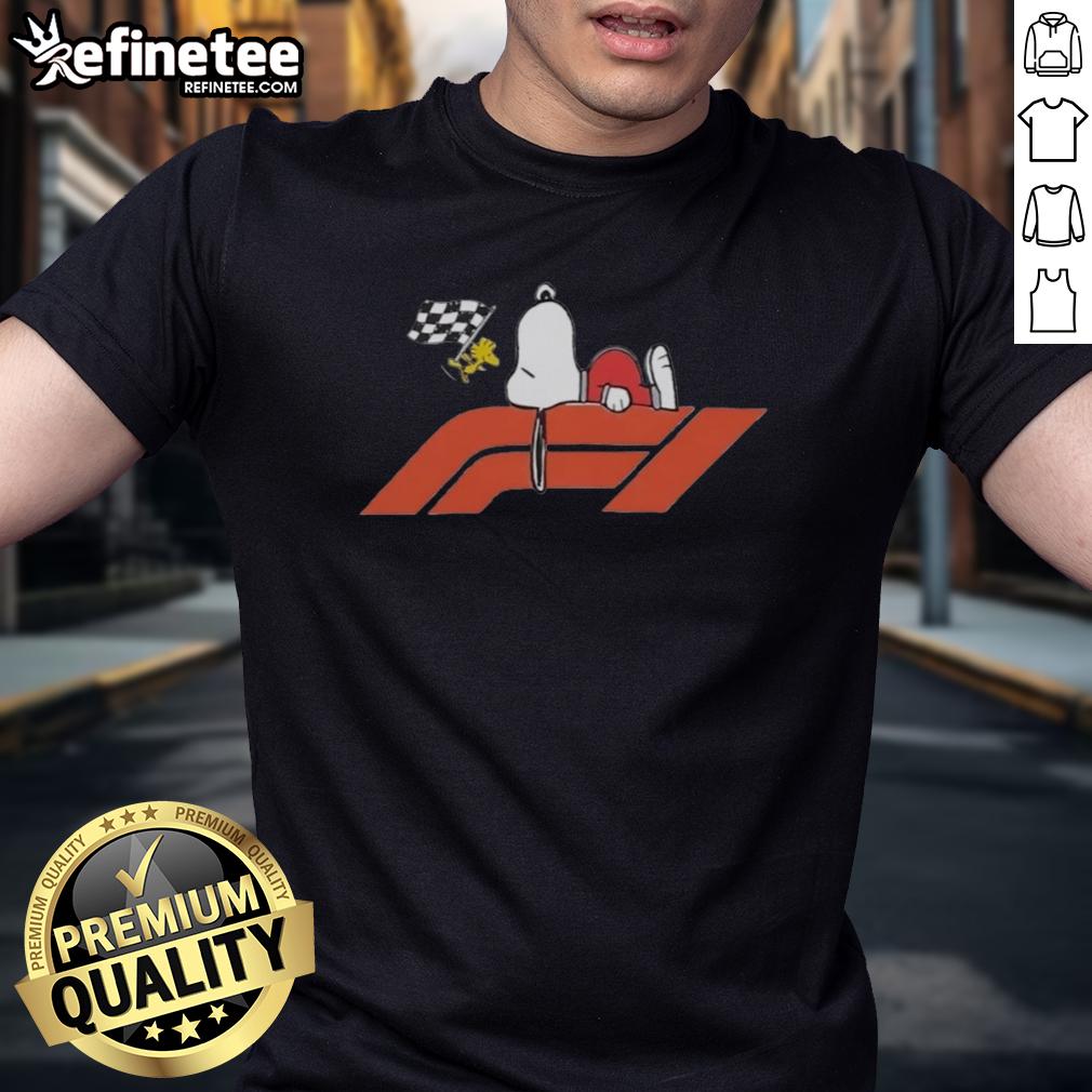 Official Peanuts Las Vegas Grand Prix F1 T-Shirt featuring iconic Peanuts characters and vibrant racing graphics.