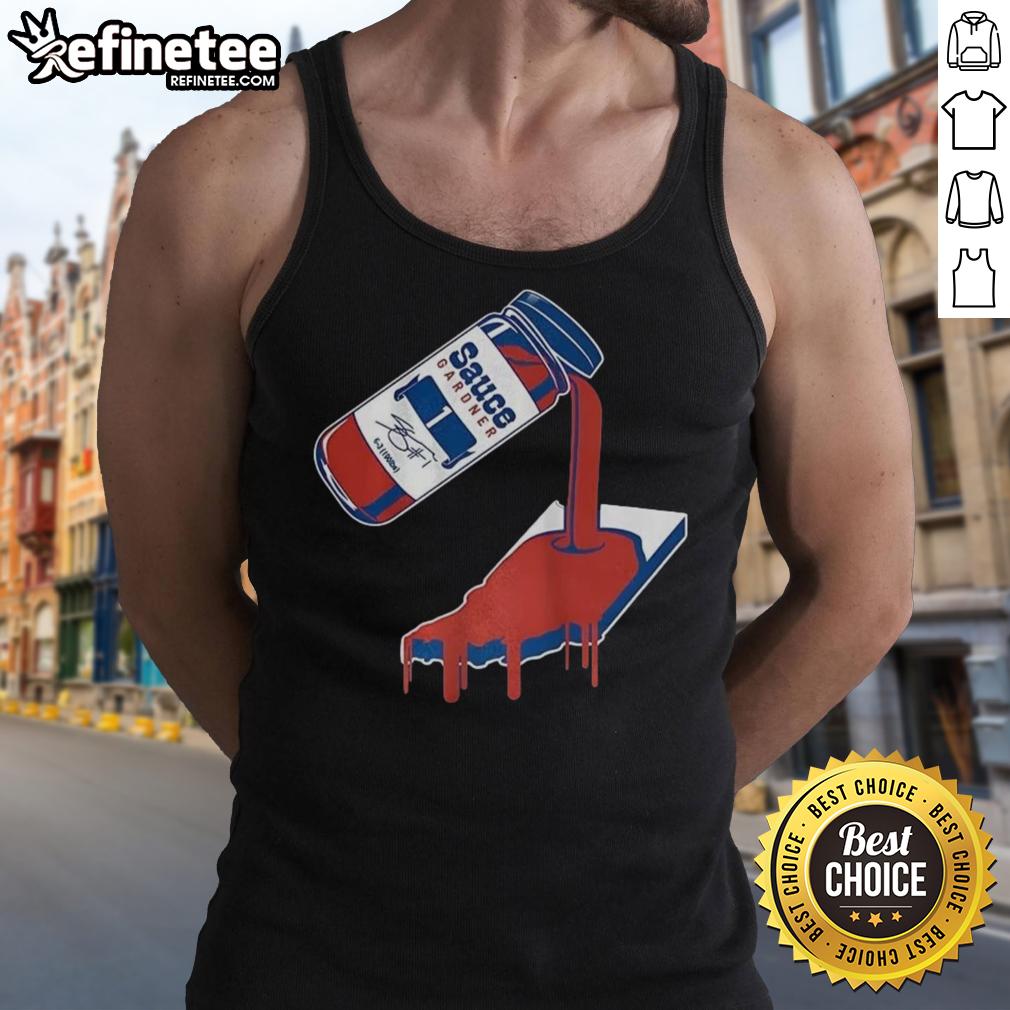 Official Sauce Gardner Indianapolis Colts football tank top featuring unique Sauce bottle signature design.