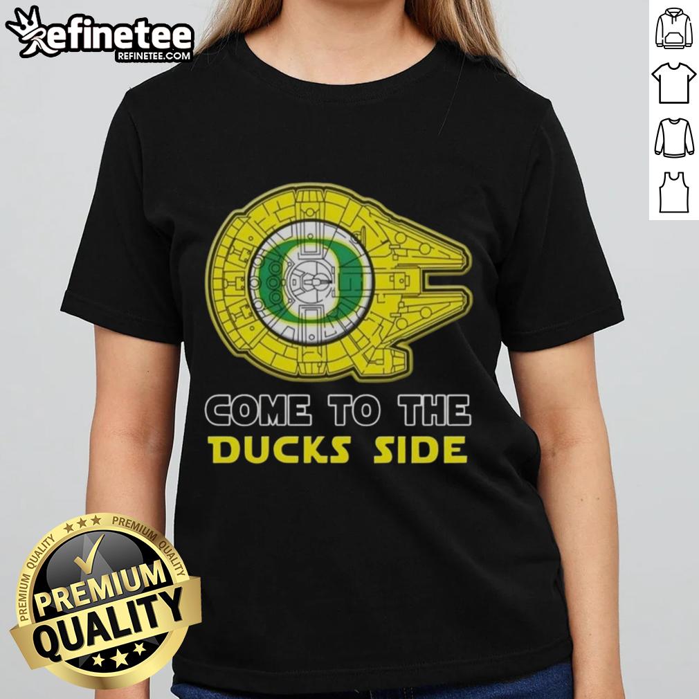 Official Star Wars Come to the Oregon Ducks Side ladies tee featuring a stylish design for fans and sports enthusiasts.