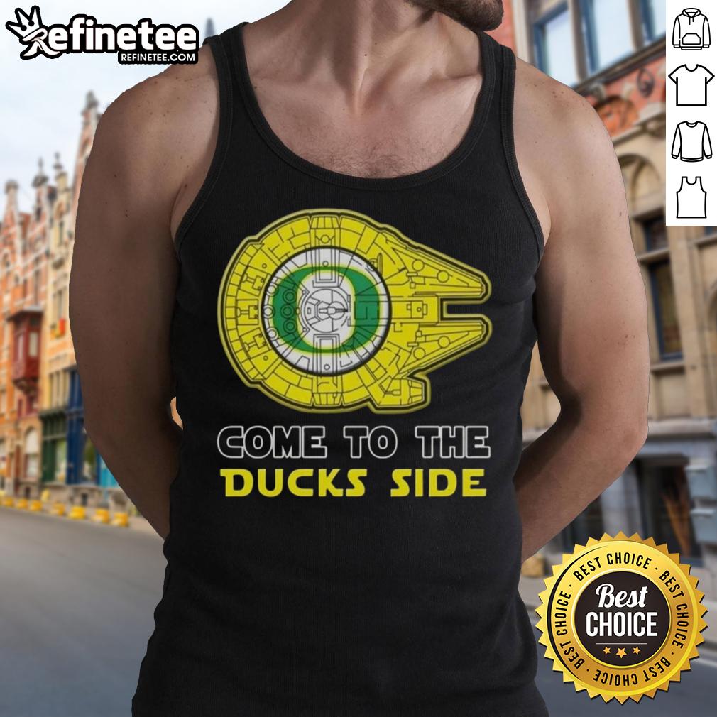 Official Star Wars Come to the Oregon Ducks Side tank top featuring a vibrant design for fans and sports enthusiasts.