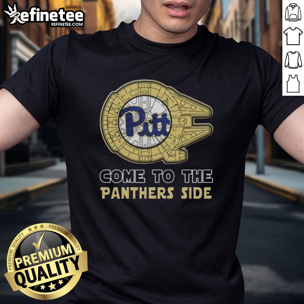 Official Star Wars Come To The Pittsburgh Panthers Side T-Shirt featuring iconic graphics and team colors for fans.