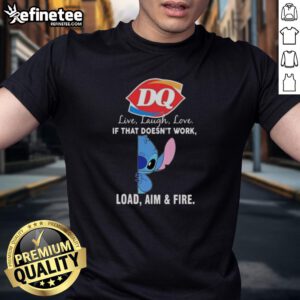 Official Stitch X Dairy Queen Live Laugh Love T-Shirt with playful slogan, perfect for fun and casual wear.