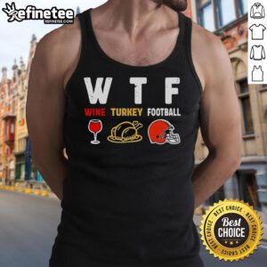 Official Wine Turkey Cleveland Browns Thanksgiving tank top featuring team colors and festive design for football fans.