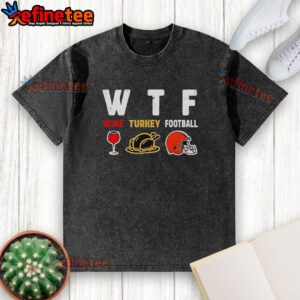 Alt Text: Official Wine Turkey Cleveland Browns Football Thanksgiving Washed T-Shirt featuring team logo and festive design.