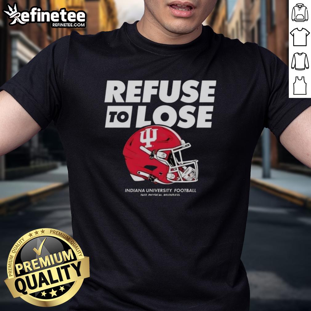 Premium Indiana Hoosiers Football 'Refuse To Lose' Helmet T-Shirt showcasing team spirit and style for fans.