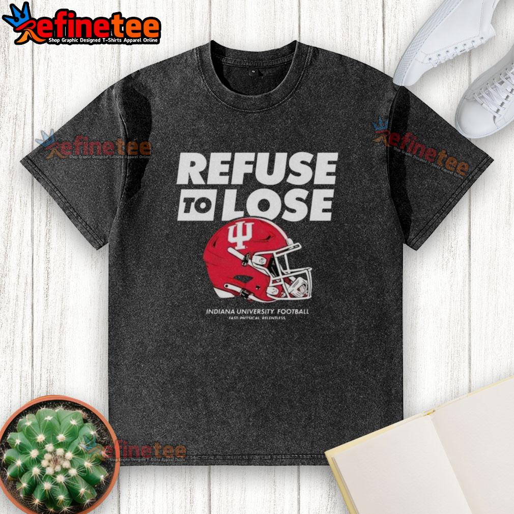 Alt Text: Premium Indiana Hoosiers Football Refuse to Lose Helmet T-Shirt in red, showcasing team spirit and comfort.