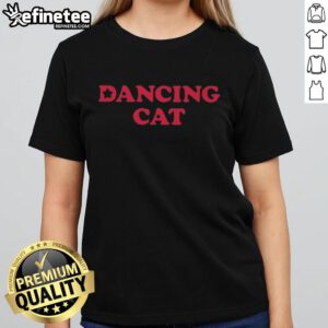 Premium NCT Wish Dancing Cat Ladies Tee featuring a playful design with a dancing cat, perfect for cat lovers.