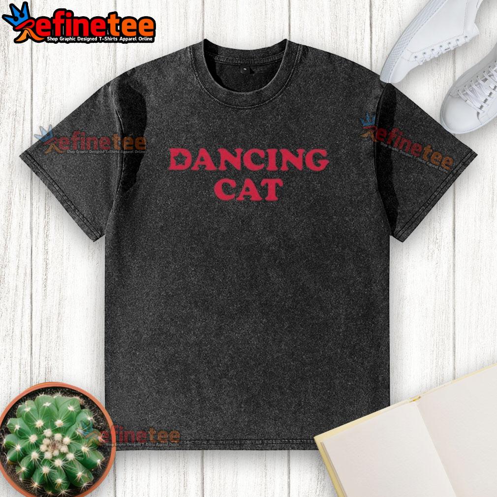 Premium NCT Wish Dancing Cat Washed T-Shirt featuring a playful cat design perfect for casual wear.