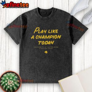 Premium Notre Dame Fighting Irish Play Like A Champion Today washed t-shirt in green, perfect for fans and everyday wear.