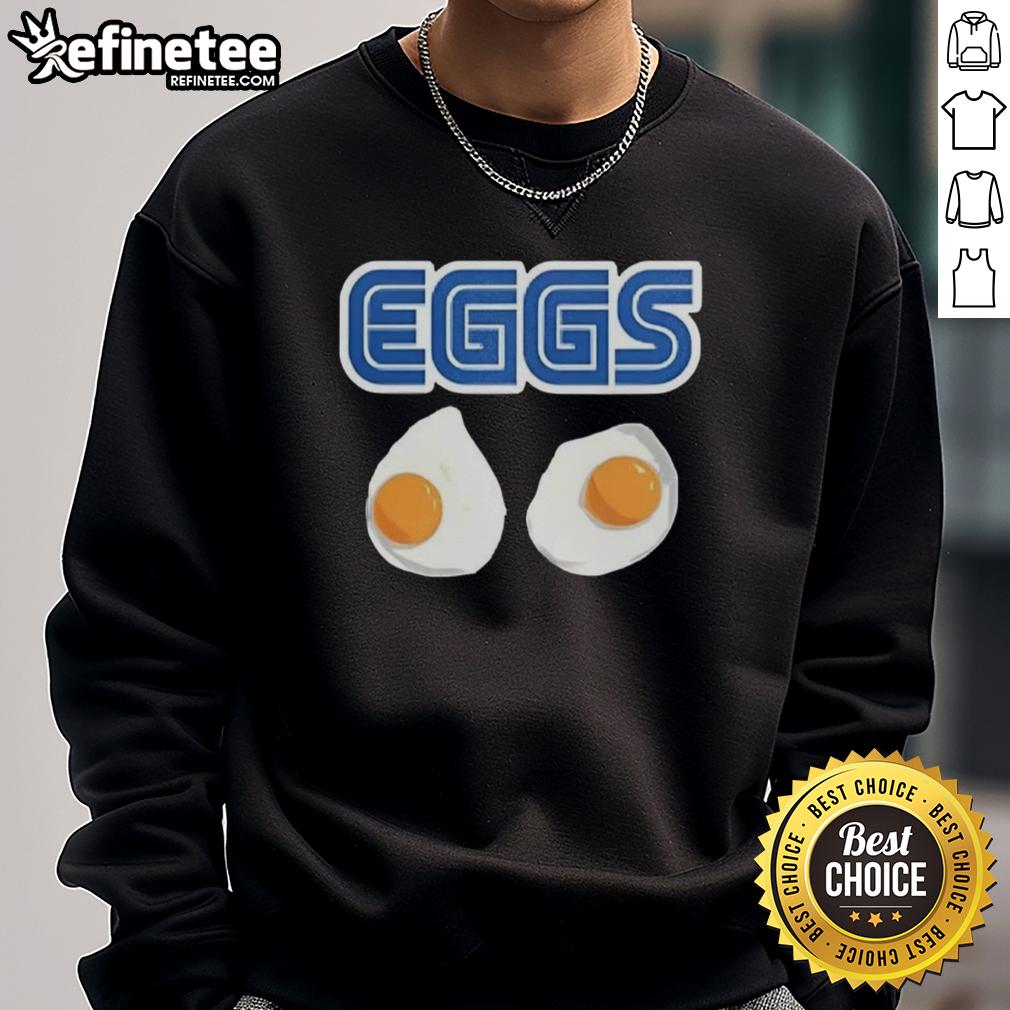 Alt Text: Top-2 Eggs Omelet Sega Parody Logo Sweatshirt featuring a vibrant, playful design inspired by classic gaming.