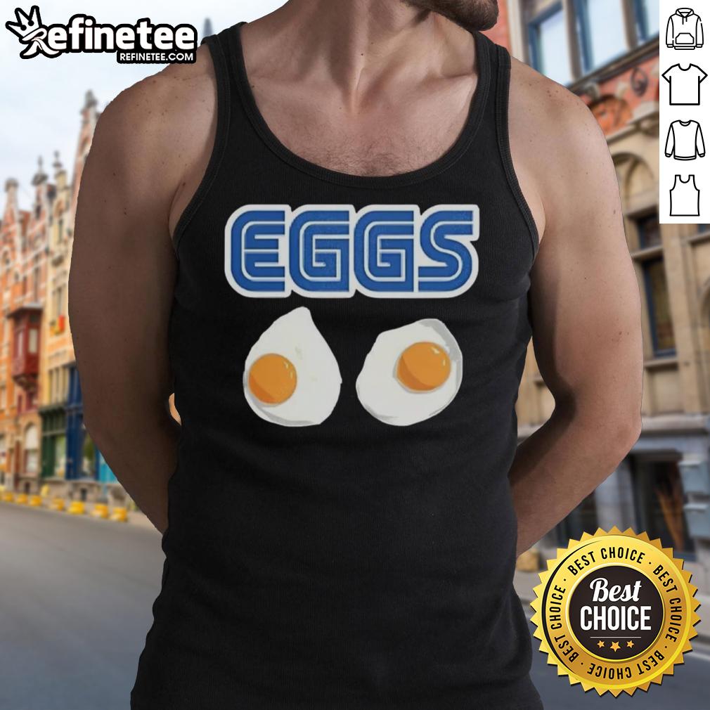 Top 2 Eggs Omelet Sega Parody Logo Tank Top featuring a playful design inspired by classic video games.