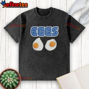 Top 2 Eggs Omelet Sega parody logo on a washed t-shirt, featuring vibrant colors and playful design for gaming fans.
