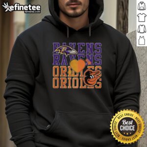 Cozy hoodie for sports lovers featuring Baltimore Ravens NFL and Baltimore Orioles MLB logos, perfect for game day.
