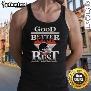 Chicago Bears football tank top featuring a city skyline design, highlighting good, better, best helmet graphics.