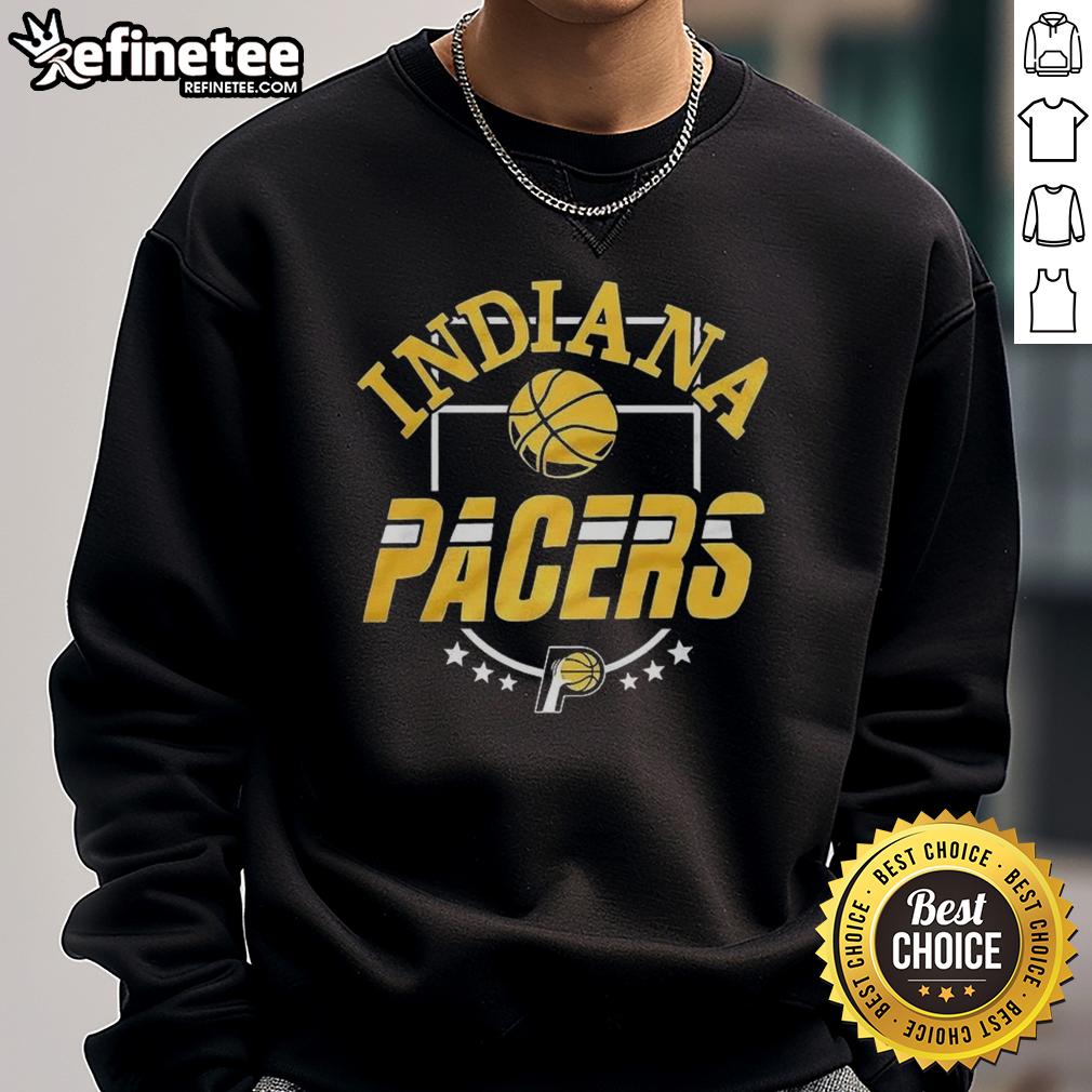 Stylish Top Indiana Pacers City Basketball 2025 sweatshirt featuring six stars logo, perfect for fans and players.